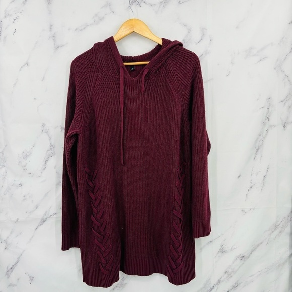 Torrid Pullover Hooded Sweater - Eggplant - Picture 3 of 6